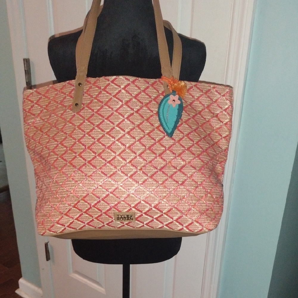 Tyler Rodan Pink and Tan Tote Bag